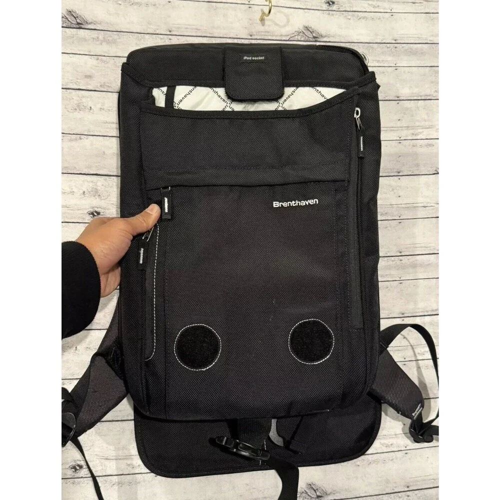 BRENTHAVEN Pro Style Slim Pack Laptop Backpack Black Water Resistant